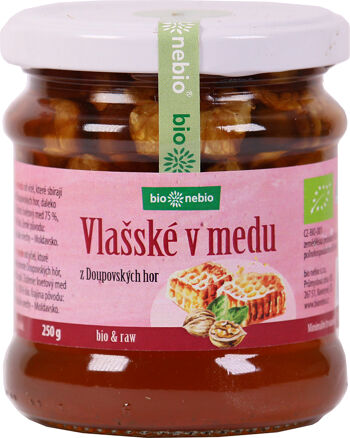 Bio vlašské ořechy v medu z Doupovských hor ČESKÉ BIO 250 g