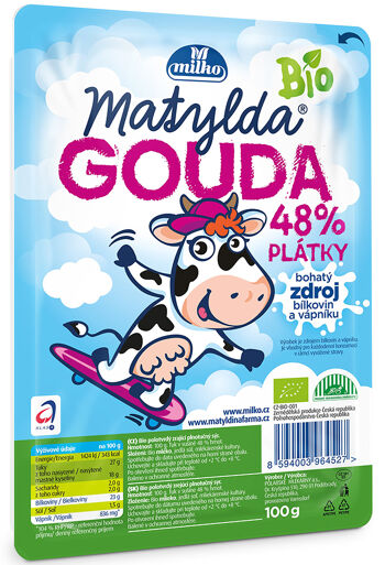Bio sýr Matylda Gouda 48% plátky MILKO 100 g