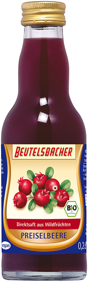 Bio brusinková šťáva 100% Beutelsbacher 0,2 l