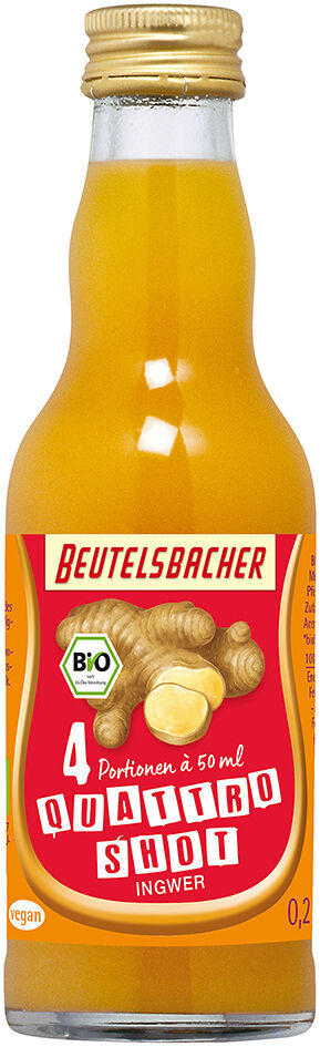 Bio ovocno-zázvorová šťáva Quattro shot Beutelsbacher 0,2 l