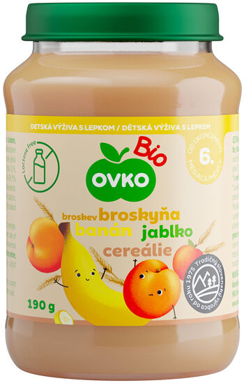 Bio broskvová s banány a cereáliemi OVKO 190 g