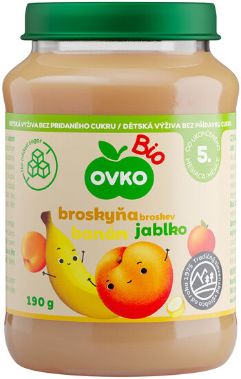 Bio broskvová s banány a jablky OVKO 190 g
