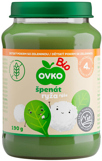 Bio špenát s rýží OVKO 190 g