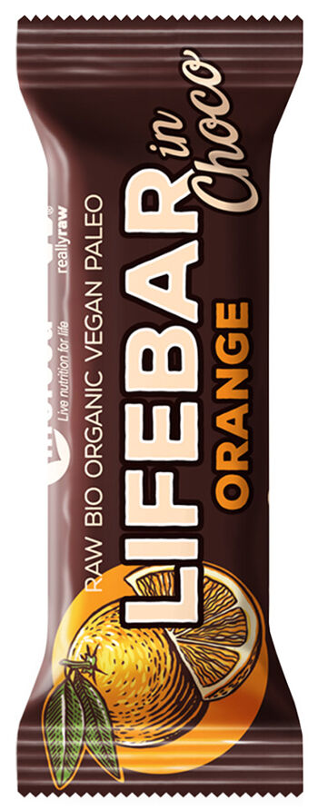 Bio raw tyčinka pomerančová v hořké čokoládě Lifefood 40 g