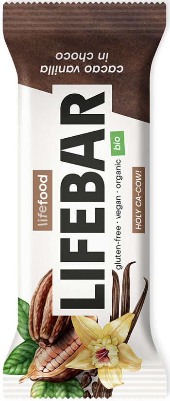 Bio raw tyčinka vanilková s kakaovými boby v hořké čokoládě Lifefood 40 g