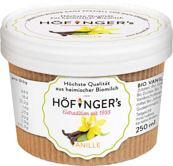 Bio smetanová zmrzlina vanilková Höfingers 250 ml