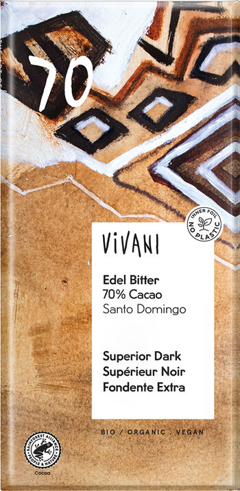 Bio hořká  čokoláda 70% Santo Domingo VIVANI 100 g