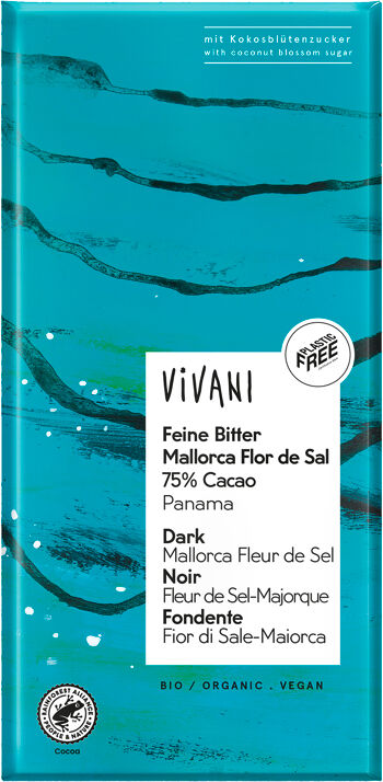 Bio hořká čokoláda se solí Fleur de Sel VIVANI 80 g