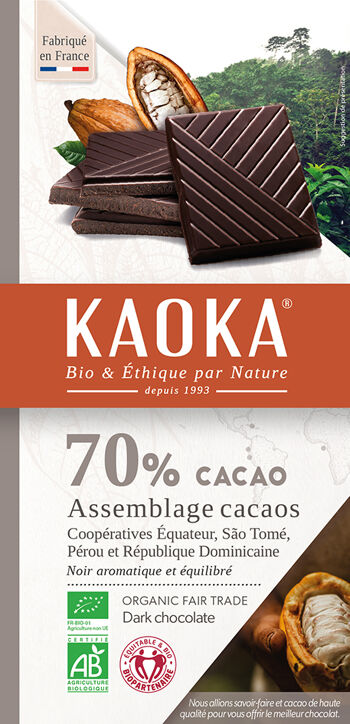 Bio hořká čokoláda 70% KAOKA 100 g