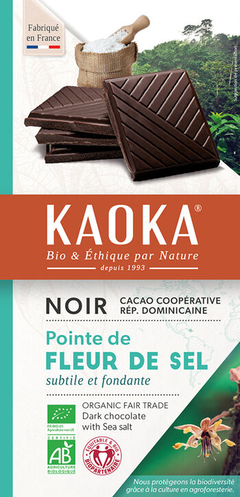 Bio hořká čokoláda Fleur de sel KAOKA 100 g
