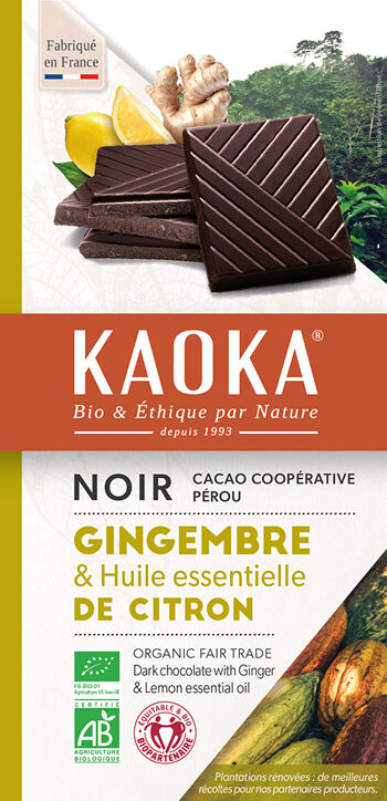 Bio hořká čokoláda citrón-zázvor KAOKA 100 g