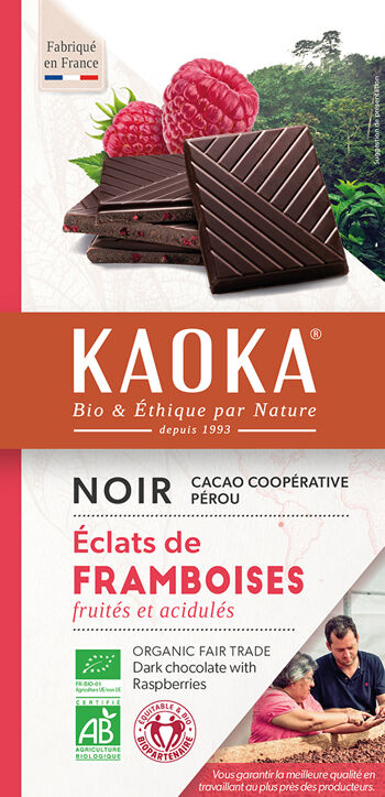 Bio hořká čokoláda s malinami KAOKA 100 g