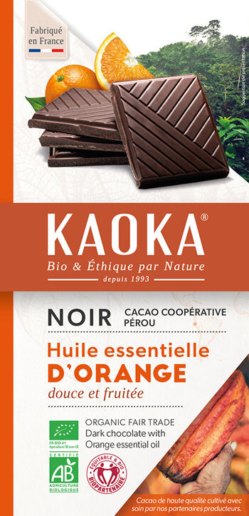 Bio hořká čokoláda pomerančová KAOKA 100 g