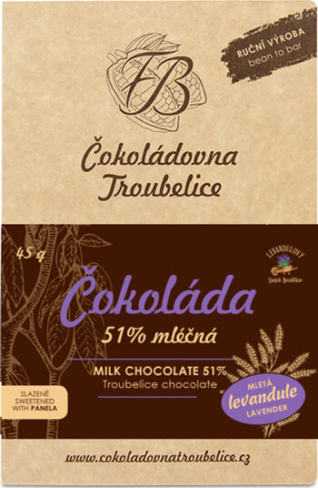 Mléčná čokoláda 51% s levandulí EDICIÓN NUEVA 45 g